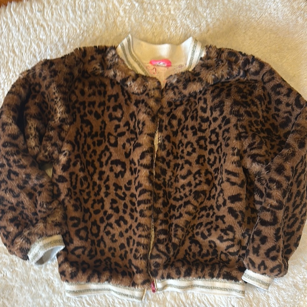 Leopard Print Faux Fur Jacket
